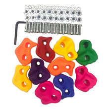 Load image into Gallery viewer, 10Pcs Mixed Color Plastic Children Kids Rock Climbing Wood Wall Stones Hand Feet Holds Grip Kits W/ Screws Random Color
